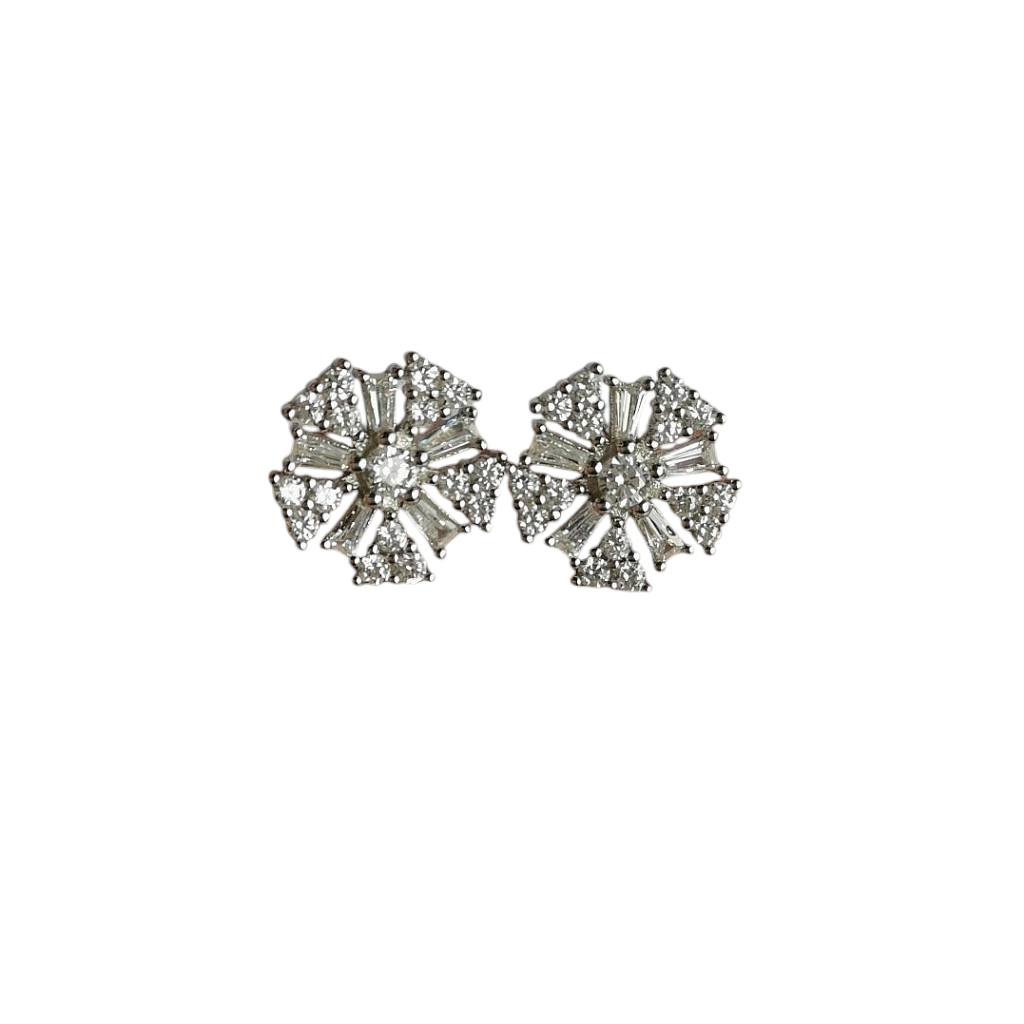 Art Deco Styled Earrings In Sterling Silver Cz